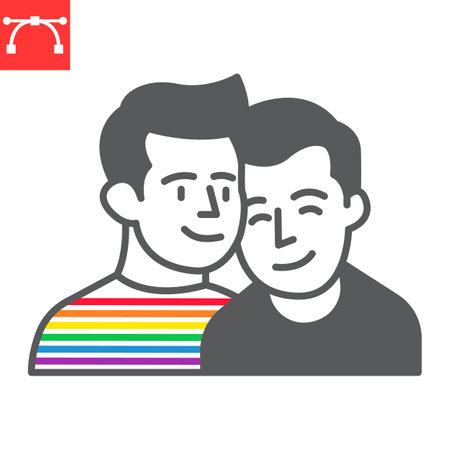 Gay couple glyph icon, LGBT and marriage, homosexual couple vector icon, vector graphics, editable stroke solid sign, eps 10.のイラスト素材