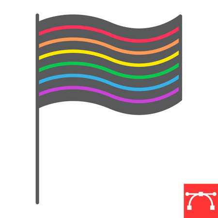 LGBT flag glyph icon, LGBT and parade, rainbow flag vector icon, vector graphics, editable stroke solid sign, eps 10.のイラスト素材