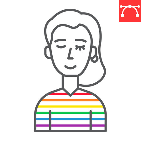 Transgender person line icon, LGBT and bisexual, transsexual vector icon, vector graphics, editable stroke outline sign, eps 10.のイラスト素材