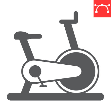 Exercise bike glyph iconのイラスト素材
