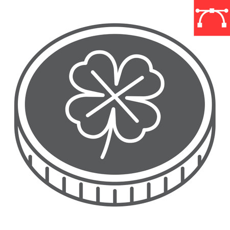 Coin clover glyph iconのイラスト素材