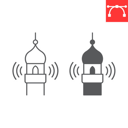 Adhan line and glyph icon, Ramadan and Islam, azaan vector icon, vector graphics, editable stroke outline sign, eps 10.のイラスト素材