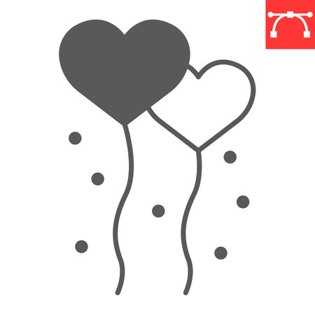 Love balloons glyph iconのイラスト素材