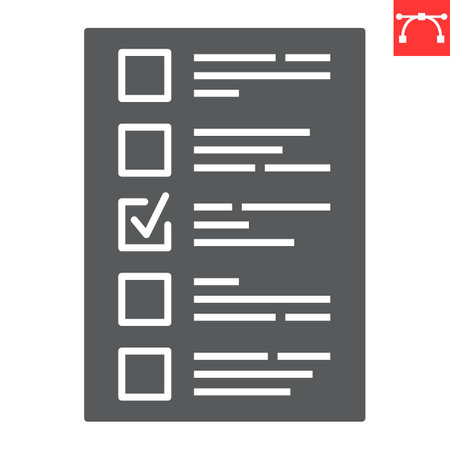 Ballot paper glyph icon, election and politician, voting check vector icon, vector graphics, editable stroke solid sign, eps 10.のイラスト素材