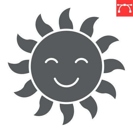 Sun character glyph iconのイラスト素材