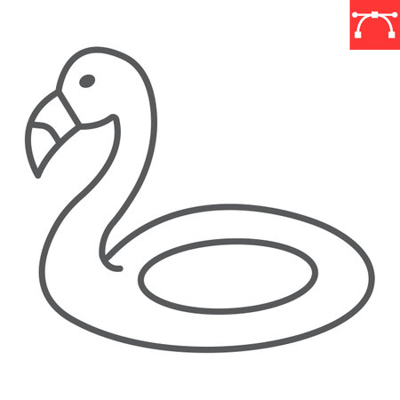 Flamingo pool float line iconのイラスト素材