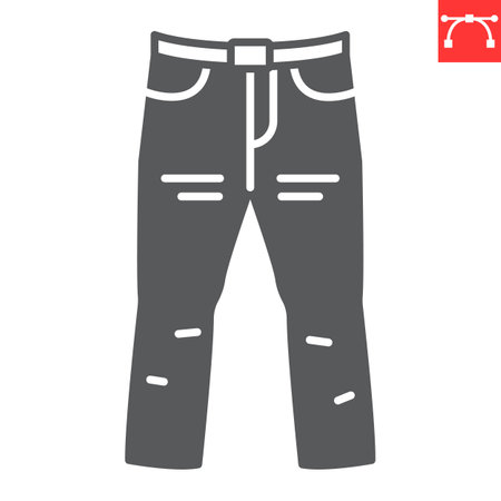 Jeans glyph icon, clothes and shopping, denim jeans vector icon, vector graphics, editable stroke solid sign, eps 10.のイラスト素材