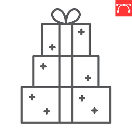 Gift line icon, e-commerce and shopping, giftbox vector icon, vector graphics, editable stroke outline sign, eps 10.のイラスト素材