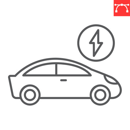 Electric car line iconのイラスト素材