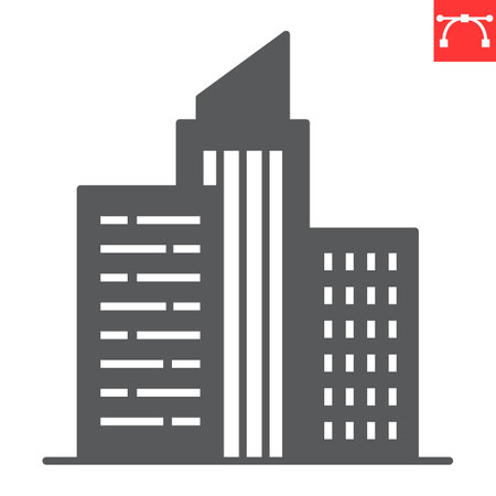 City glyph icon, building and architecture, skyline vector icon, vector graphics, editable stroke solid sign, eps 10.のイラスト素材
