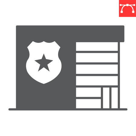 Police station glyph icon, building and architecture, police office vector icon, vector graphics, editable stroke solid sign, eps 10.のイラスト素材