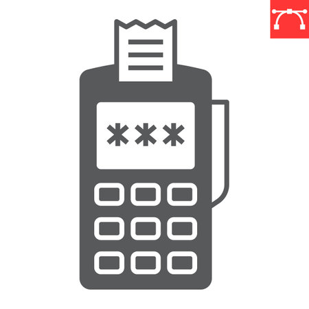 POS terminal glyph icon, payment method and finance, pay device vector icon, vector graphics, editable stroke solid sign, eps 10.のイラスト素材