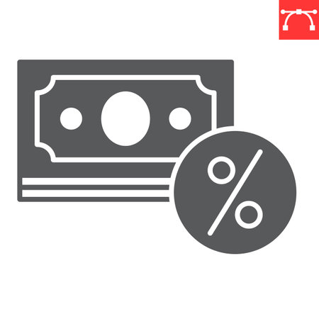 Profit after tax glyph icon, tax and finance, banknote vector icon, vector graphics, editable stroke solid sign, eps 10.のイラスト素材