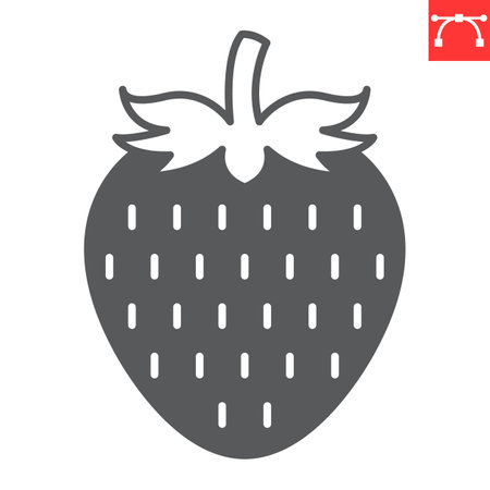 Strawberry glyph icon, fresh and fruit, strawberry vector icon, vector graphics, editable stroke solid sign, eps 10のイラスト素材