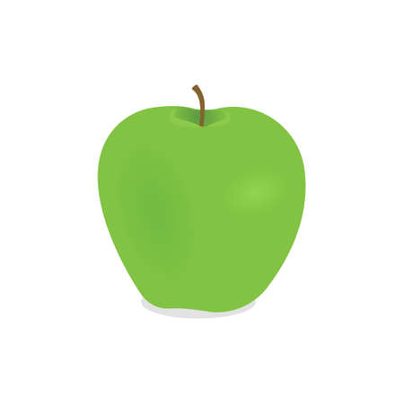 Simple green apple in flat style. Vector illusration isolated on white backgroundのイラスト素材