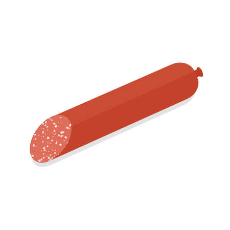 Smoked sausage salami in flat style. Vector illustration isolated on white backgroundのイラスト素材