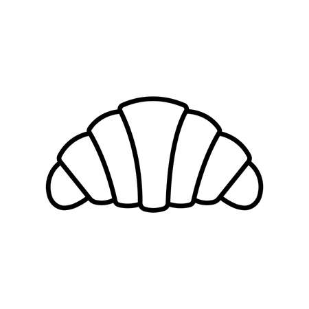 Black croissant icon on white background. Graphic element. Sketch illustration isolated on white background. Flat icon designの写真素材