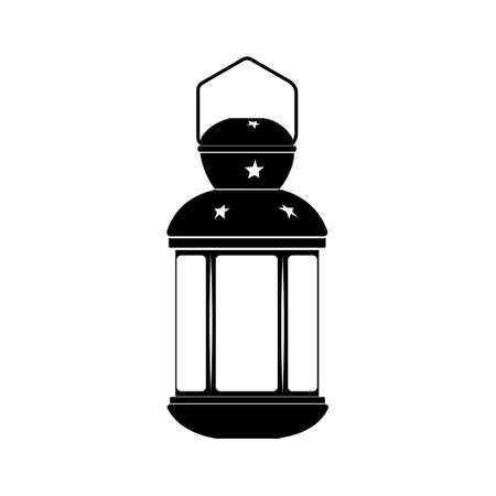 Lantern silhouette illustration on whiteのイラスト素材