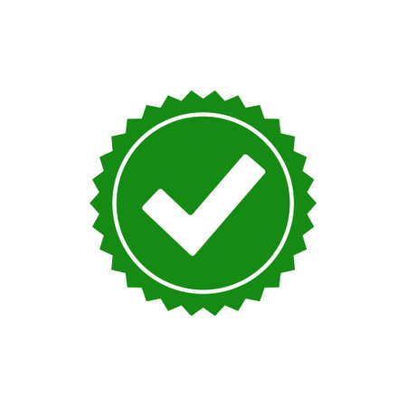 Seal stamp vector icon. Check mark quality guarantee symbol. Certificate badge icon. Ok iconのイラスト素材