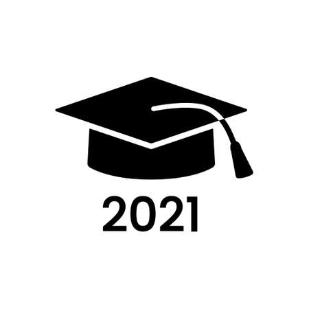 School hat vector line icon. University graduate student outline cap symbol.のイラスト素材