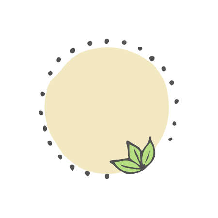 Hand drawn wreath in vector. Doodle leaves. Romantic floral design elements. Floral frame.のイラスト素材
