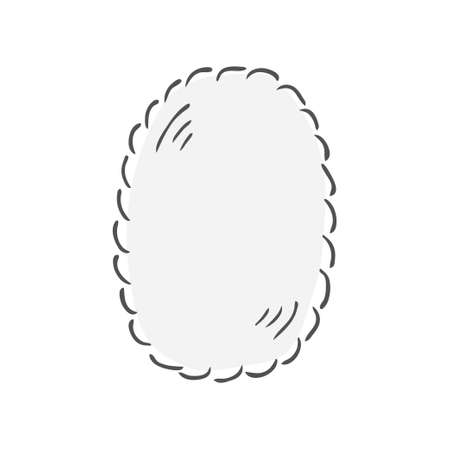 Vertical oval purple doodle frame isolated on white background. Hand drawn illustration.のイラスト素材