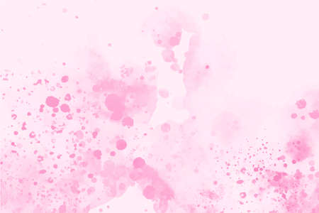 Pink abstract watercolor stain with splashes and spatters. Modern creative background for trendy design. Vector hand drawn illustration. Ink painting textureのイラスト素材