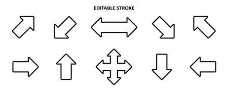 Set arrow icon. Collection different arrows sign of the right, left, up, down direction. Black...