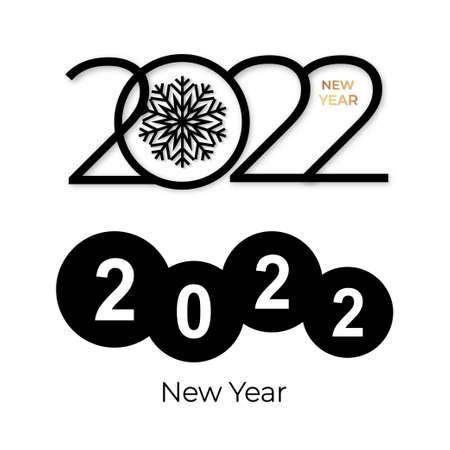 2022 new year text design set. 2022 number design template. Calendar simple icon. Modern abstract banner. Vector graphic illustartiom isolated on white backgroundのイラスト素材