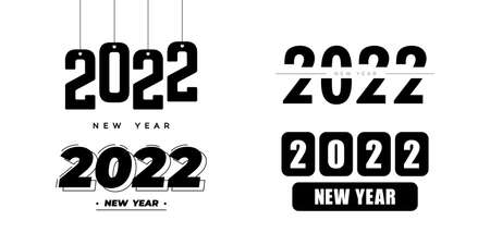 2022 new year text design set. 2022 number design template. Calendar simple icon. Modern abstract banner. Vector graphic illustartiom isolated on white backgroundのイラスト素材