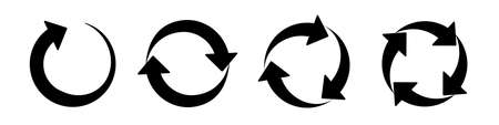 Set of circle arrow vector icons. Recycling icon. Circular vector arrows. Refresh and reload arrow...