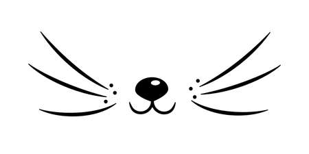 Vector flat cat heart nose. Cute cat face silhouette icon.  illustration isolated on white backgroundのイラスト素材