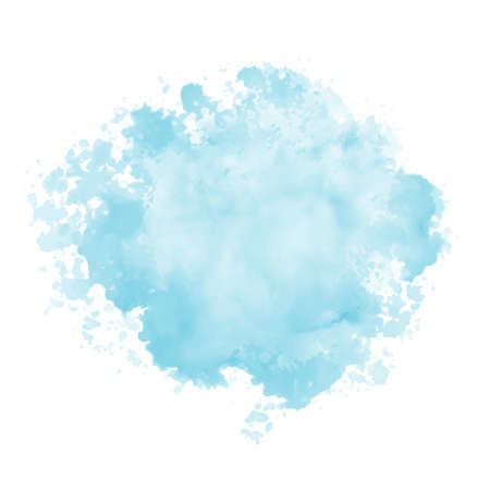 Abstract pattern with blue watercolor cloud on white background. Cyan watercolour water brash splash texture. Vector pastel color paint stain. Blue watercolor backgroundのイラスト素材