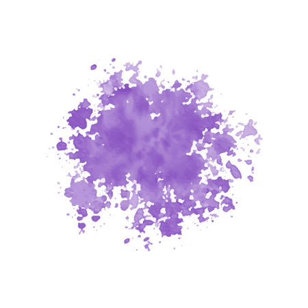 Abstract purple watercolor water splash on a white background. Vector watercolour texture in blue color. Ink paint brush stain. Purple soft light blot. Watercolor violet splashのイラスト素材