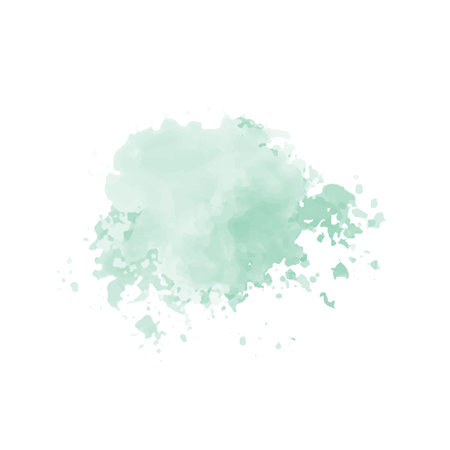 Abstract mint green watercolor water splash on a white background. Vector watercolour texture in mint color. Ink paint brush stain. Green splatter spot. Watercolor pastel splashのイラスト素材
