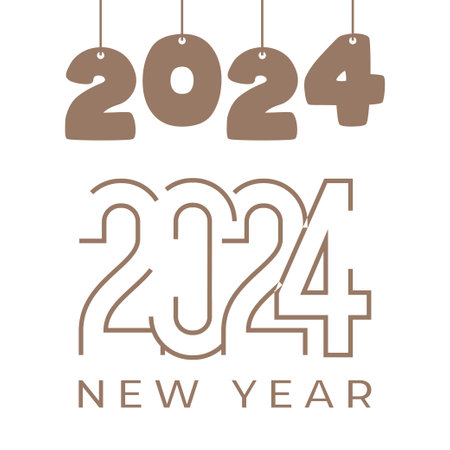 2024 new year logo text design set. 2024 number design template. Calendar simple icon. Modern abstract banner. Vector graphic illustartionのイラスト素材