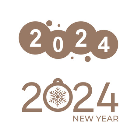 2024 new year logo text design set. 2024 number design template. Calendar simple icon. Modern abstract banner. Vector graphic illustartionのイラスト素材
