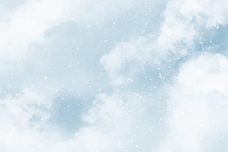Abstract blue winter watercolor background. Sky pattern with snow. Light blue watercolour paper texture background. Vector water color design illustrationのイラスト素材