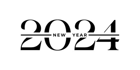 2024 new year logo text design. 2024 number design template. Calendar simple icon. Modern abstract banner. Vector graphic illustartionのイラスト素材