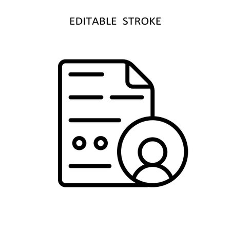 Resume icon. Document form vector line sign. HR business file icon. Job resume form illustration. Black document iconのイラスト素材
