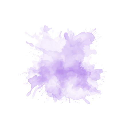 Abstract purple watercolor water splash on a white background. Vector watercolour texture in violet color. Ink paint brush stain. Purple soft light blot. Watercolor violet splashのイラスト素材