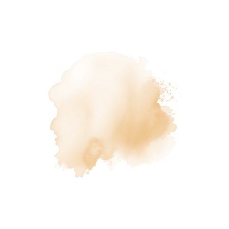 Peach watercolor splash on white background. Vector beige watercolour texture. Ink paint brush stain. Watercolor pastel splash. Peach water color splatter on light backgroundのイラスト素材