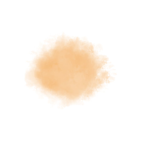 Peach watercolor splash on white background. Vector beige watercolour texture. Ink paint brush stain. Watercolor pastel splash. Peach water color splatter on light backgroundのイラスト素材