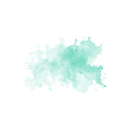 Abstract mint green watercolor water splash on a white background. Vector watercolour texture in mint color. Ink paint brush stain. Green splatter spot. Watercolor pastel splashのイラスト素材