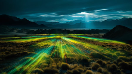 Backdrop digital colors on the subject of Universe, Nature, landscape painting, creativity and imagination. High quality photoの素材