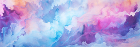 A vibrant watercolor background featuring a rainbow of colors including magenta, electric blue, and more. The colors create a beautiful pattern reminiscent of the skyの素材