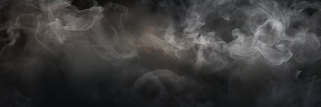 A large, dark grunge background with space for text. The wall is covered in white smoke and dust, creating an eerie atmosphere. This design would be perfect as the backdrop. High quality photoの素材