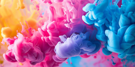 Beautiful colorful abstract background. Stylish modern background. Watercolor ink in water. Powerful explosion of paints on a white background. Cool trending screensaver. High quality photoの素材
