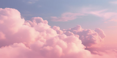 Romantic pink sky background. Clouds soft on sunset. Abstract background. Textured background, clouds, clouds, childrens wallpaper. Prints, wallpapers, posters, cards. High quality photoの素材