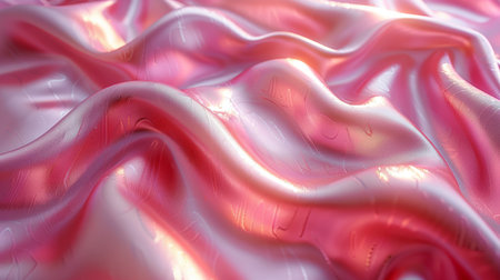 The photo shows opulent pink silk fabric, with soft folds and shiny texture, suitable for elegant backgrounds. High quality photoの素材